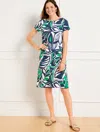 Talbots Plus Petite - Nantucket Slub Short Sleeve Shift Dress - Expressive Palms - Ink/bright Green - 2x - 1