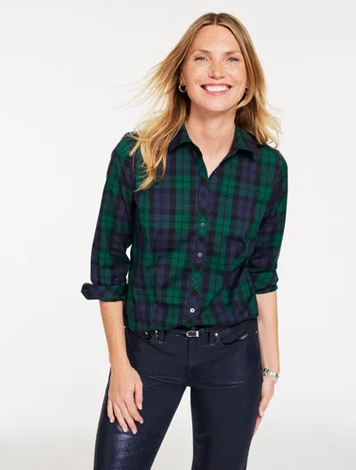 Talbots Plus Petite - Non-iron Perfect Shirt - Mistletoe Plaid - Black - 16