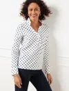 Talbots Plus Petite - Non-iron Popover Shirt - Lovely Dots - White/ink - 2x  In Multi