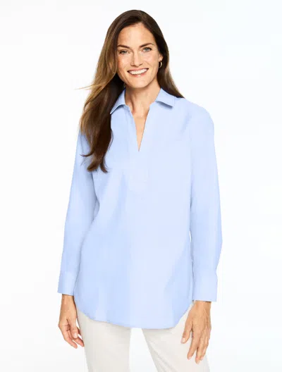 Talbots Plus Petite - Non-iron Tunic Popover Shirt - End-on-end - French Blue - 1x
