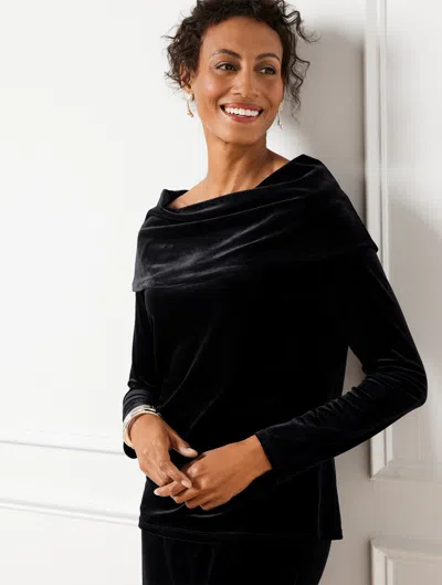 Talbots Off-the-shoulder Velvet Top - Black - 3x