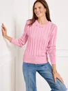 Talbots Plus Petite - Open Knit Cable Crewneck Sweater - Soft Pink - 3x - 100% Cotton