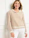 Talbots Plus Petite - Open Stitch Sailor Collar Pullover Sweater - Cool Beige - X  In Cool Beige