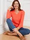 Talbots Plus Petite - Open Stitch V-neck Pullover Sweater - Hot Coral - 3x - 100% Cotton