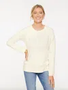 Talbots Plus Petite - Ottoman Knit Crewneck Sweater Tunic Pullover - Ivory - 3x  In Neutral