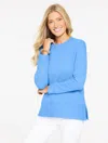 Talbots Plus Petite - Ottoman Knit Crewneck Sweater Tunic Pullover - Shore Blue - 2x  In Blue
