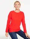 Talbots Plus Petite - Ottoman Knit Crewneck Sweater Tunic Pullover - Valiantpy - 3x  In Red