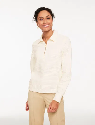 Talbots Plus Petite - Ottoman Knit Half-zip Pullover Sweater - Ivory - 3x - 100% Cotton  In Multi