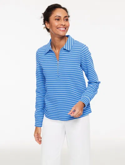 Talbots Plus Petite - Ottoman Knit Half-zip Pullover Sweater - Sweet Pea Stripe - Shore Blue/white - 2x - 10