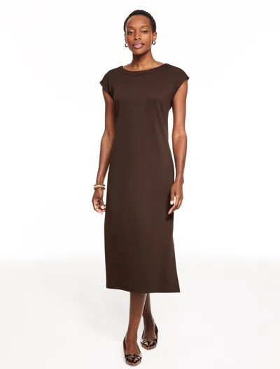 Talbots Plus Petite - Passport Ponte Scoop Neck Dress - Coffee Bean - 2x  In Brown