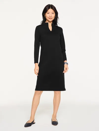 Talbots Plus Petite - Passport Ponte Split Neck Dress - Black - X