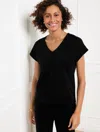 Talbots Plus Petite - Passport Ponte V-neck Pullover Sweater - Black - 2x