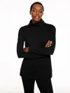Talbots Plus Petite - Passport Ponte Zip Shoulder Tunic Pullover Sweater - Black - 3x  In Black