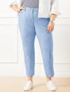 Talbots Plus Petite - Perfect Crops Pants - Newport Chambray - Curvy Fit - Light Blue - 18 - 100% Cotton Tal In Light Blue