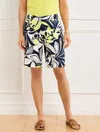 Talbots Plus Petite - Perfect Shorts - Expressive Palms - 9” - Ink/lime Citron - 22