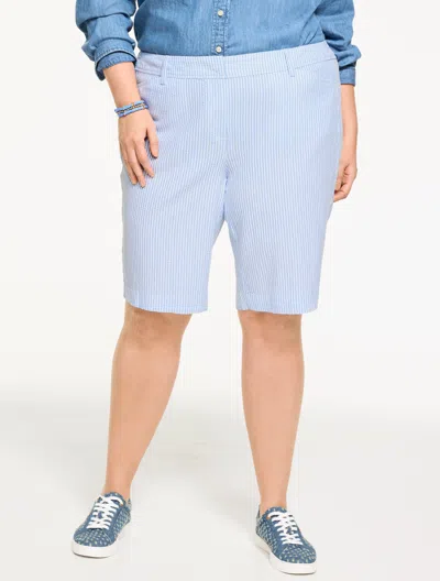 Talbots Plus Petite - Perfect Shorts - Seersucker - 10â - Larkspur Blue/white - 22 - 100% Cotton