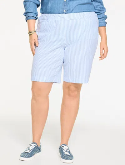 Talbots Plus Petite - Perfect Shorts - Seersucker - 9â - Larkspur Blue/white - 20 - 100% Cotton