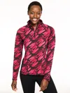Talbots Plus Petite - Performance Compression Half Zip Pullover Sweater - Brushed Lines - Black/port Wine - 