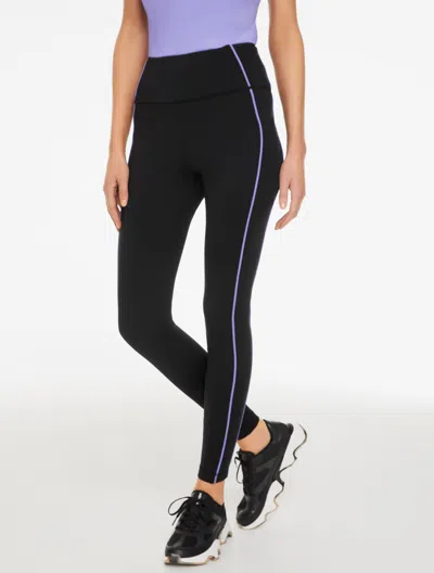 Talbots Plus Petite - Performance Compression Leggings - Contrast Piping - Black - 2x