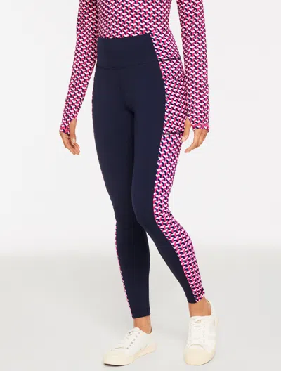 Talbots Plus Petite - Performance Compression Leggings - Geo - Pink Petal/ink - 2x  In Blue