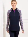 Talbots Plus Petite - Performance Interlock Half-zip Pullover Sweater - Diamond Grid - Blue - 3x  In Blue