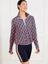Talbots Plus Size - Performance Interlock Half-zip Pullover Sweater - Pinwheel Geo - Ink - 3x  In Ink