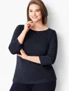 Talbots Cotton Bateau Neck T-shirt - Blue - 2x  In Blue