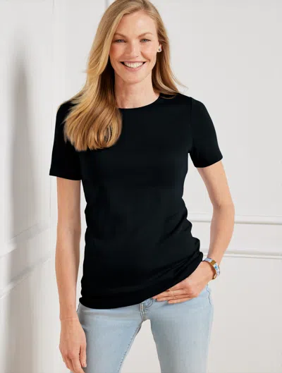 Talbots Classic Cotton Crewneck T-shirt - Black - 1x