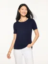 Talbots Plus Petite - Pima Cotton Crewneck T-shirt - Blue - X