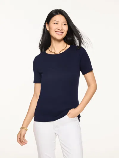 Talbots Plus Petite - Pima Cotton Crewneck T-shirt - Blue - X