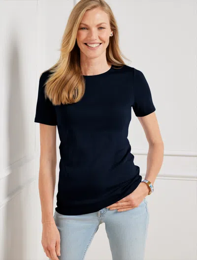 Talbots Classic Cotton Crewneck T-shirt - Blue - 2x