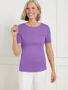 Talbots Plus Petite - Pima Cotton Crewneck T-shirt - Deep Lavender - 3x