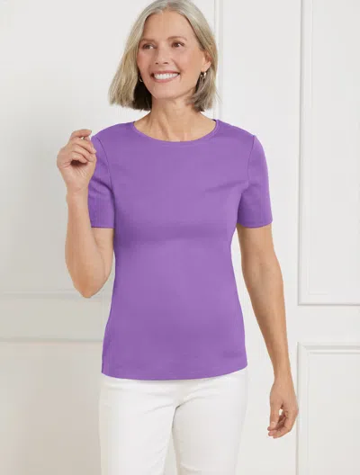 Talbots Plus Petite - Pima Cotton Crewneck T-shirt - Deep Lavender - 3x