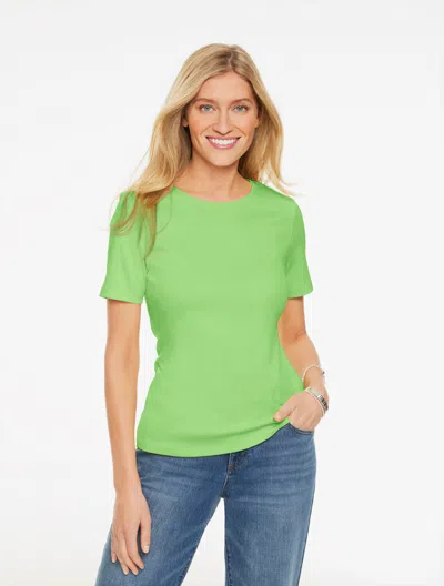 Talbots Plus Petite - Pima Cotton Crewneck T-shirt - Fresh Lime - 3x