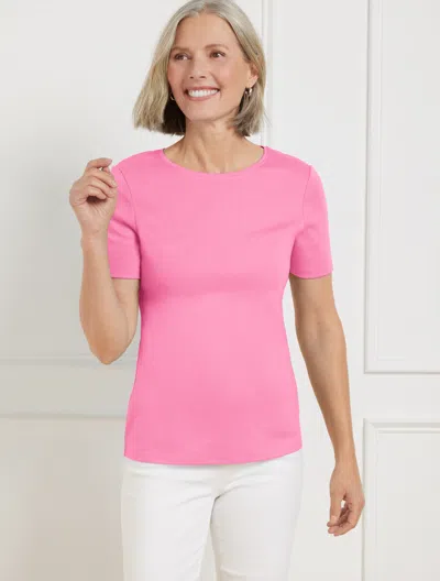 Talbots Plus Petite - Pima Cotton Crewneck T-shirt - Pink Rouge - 3x