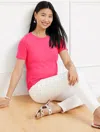 Talbots Plus Petite - Pima Cotton Crewneck T-shirt - Raspberry - 2x