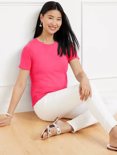 Talbots Plus Petite - Pima Cotton Crewneck T-shirt - Raspberry - 2x