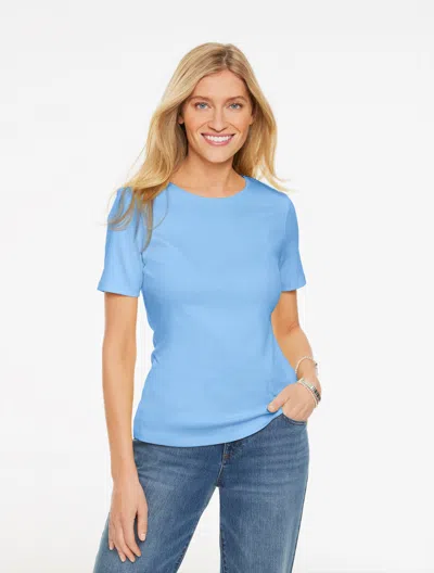Talbots Plus Petite - Pima Cotton Crewneck T-shirt - Vista Blue - X