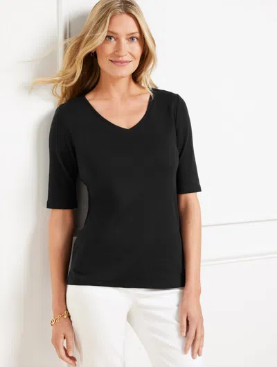 Talbots Plus Petite - Pima V-neck T-shirt - Black - 3x - 100% Cotton