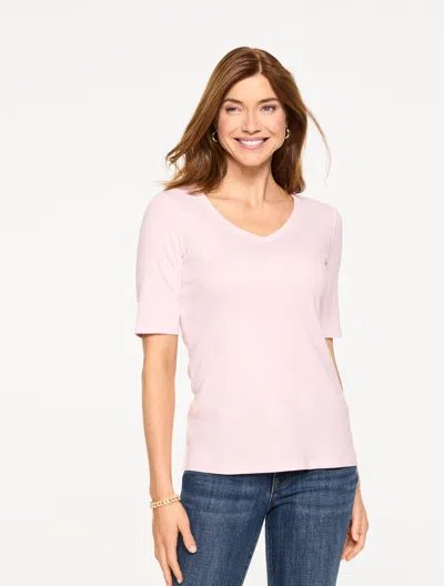 Talbots Plus Petite - Pima V-neck T-shirt - Blush Pink - 2x - 100% Cotton