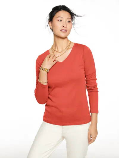 Talbots Plus Petite - Pima V-neck T-shirt - Red Currant - 2x
