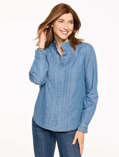Talbots Plus Petite - Pintuck Chambray Top - Treadwell Wash - Treadwell Wash - X - 100% Cotton