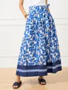 Talbots Plus Petite - Piper Pleated Patio Skirt - Floral Palms - White/blue Majesty - 16 - 100% Cotton Talbo