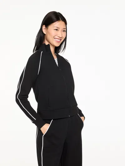 Talbots Plus Petite - Piquã© Full-zip Jacket - Piped - Black - 3x