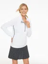 Talbots Plus Petite - Piquã© Half-snap Pullover Sweater - Piped - White - 2x