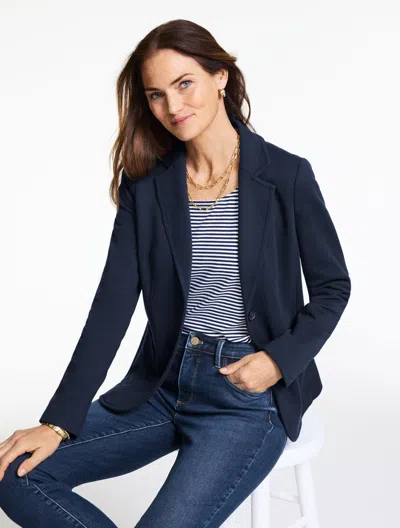 Talbots Plus Petite - Piquã© Knit Blazer - Blue - 18