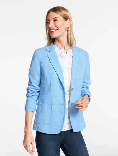 Talbots Plus Petite - Piquã© Knit Blazer - Shore Blue Heather - 18