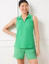 Talbots Plus Petite - Piqué Half-zip Polo Sleeveless Tank Top - Light Jade - 2x