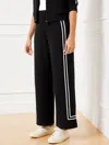 Talbots Petite - Piquã© Tipped Wide Leg Pants - Black - Xl  In Black