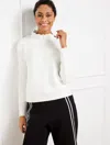 Talbots Misses - Piquã© Zip Shoulder Pullover Sweater - White - Xl  In White